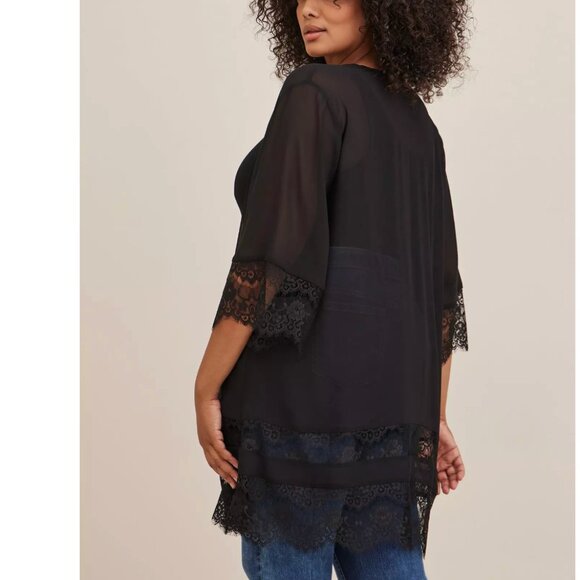 GUC Torrid Chiffon Lace Kimono Sz 1/2 - Picture 2 of 5